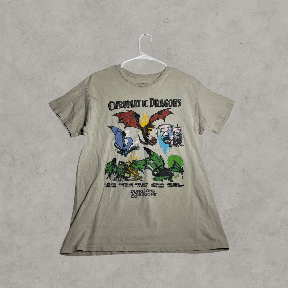 Dungeons & Dragons Chromatic Dragons Graphic T-Shirt Tan Size Medium D&D Tee